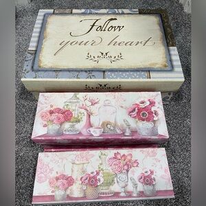 Michaels Decorative Storage Boxes - Pink and Cream